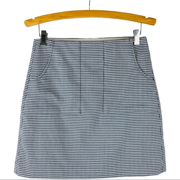 Loft blue white houndstooth check preppy academia office skirt - Picture 1 of 7
